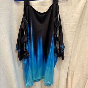 NWOT 3x (FITS like 2X) Stylish Blue and Black Women's Blouse